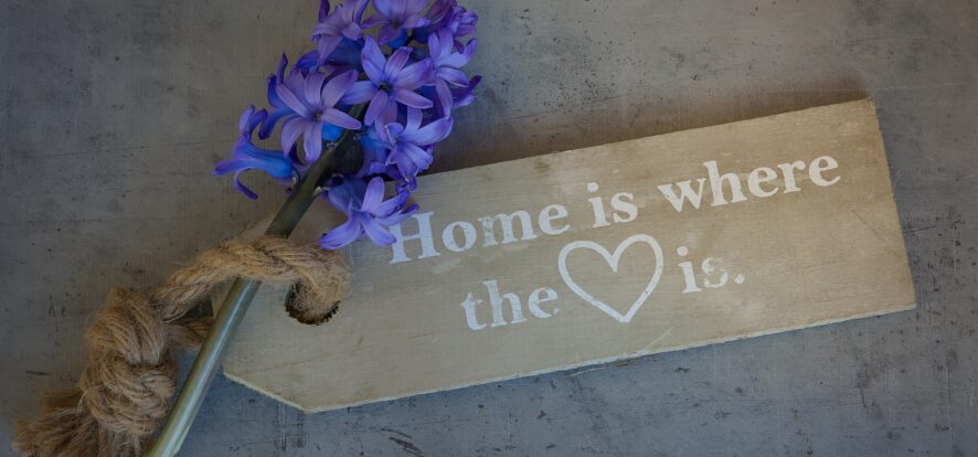 Home is where the heart is quote decor with lavender
